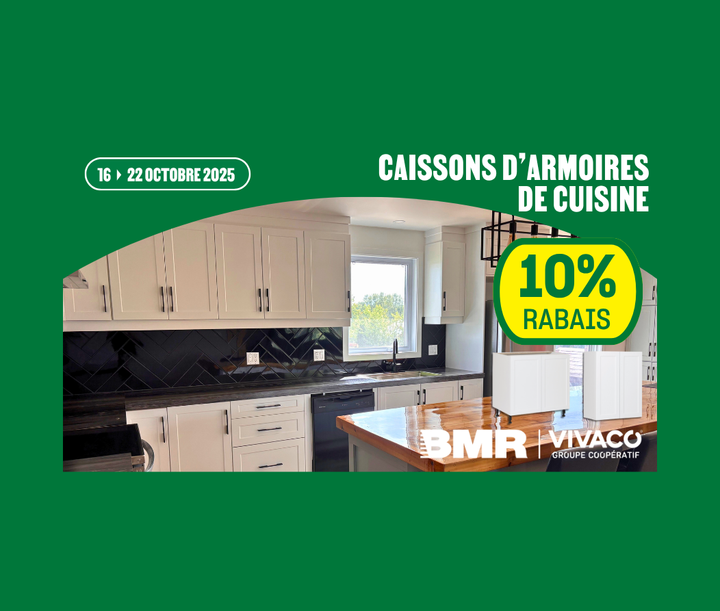 10% de rabais sur les caissons d’armoires de cuisine 16 au 22 octobre