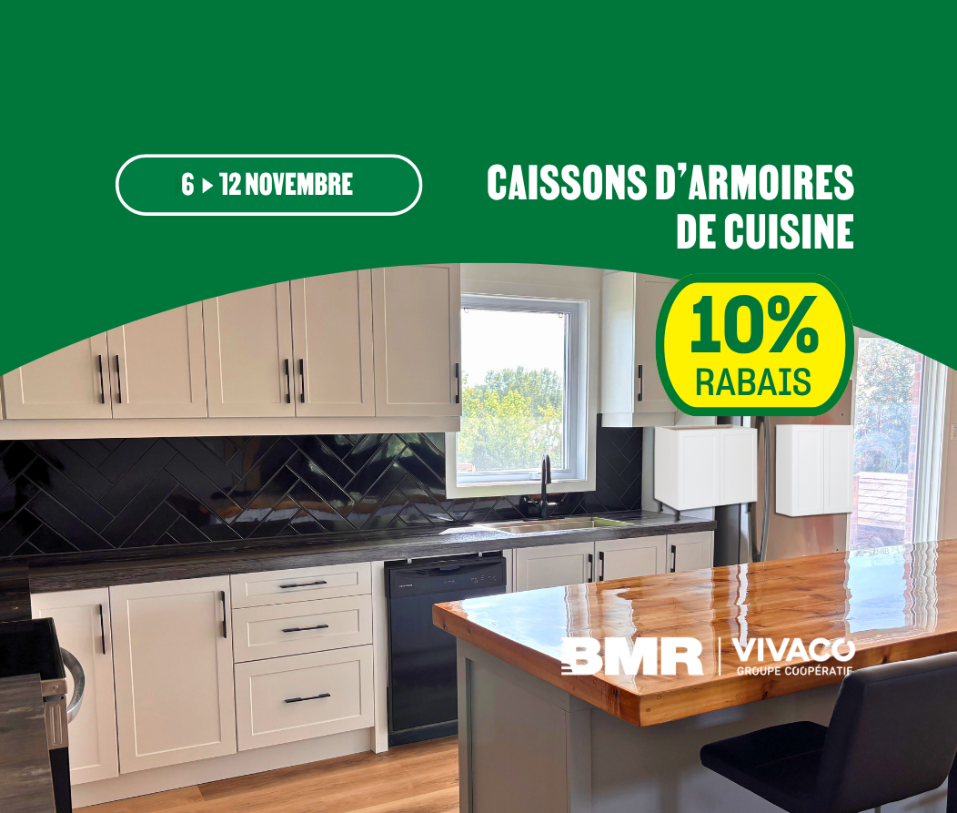 10% de rabais sur les caissons d’armoires de cuisine 6 au 12 novembre